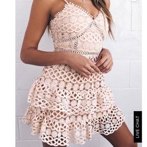 Crochet and lace mini dress